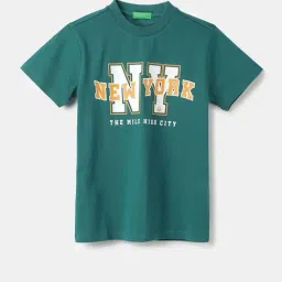 United Colors of Benetton Kids Green Cotton Printed T-Shirt-picture-41