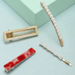 Zaveri Pearls Set of 4 Multicolor Pearls Embellished Contemporary Hair Pins-ZPFK9877-27