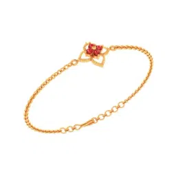 P.C. Chandra Jewellers 18k Yellow Gold Floral Designed Red stone Bracelet for Women & Girls-image-20