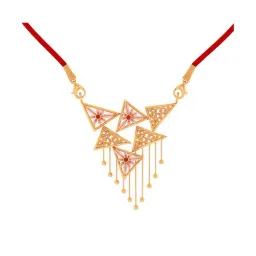P.C. Chandra Jewellers 14k Yellow Gold Ball Drop Necklace with Multiple Triangle for Women & Girls-image-35