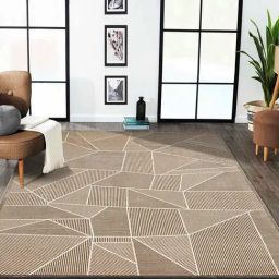 Obsessions Beige Geometric Polyester Carpet - Medium-44