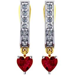BIS Hallmarked 22k Yellow Gold U-shaped Hoop Earrings with A Mini Heart Drop for Women & Girls-image-9