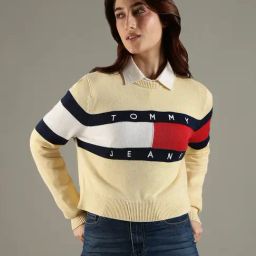 Tommy Hilfiger Yellow Cotton Relaxed Fit Logo Printed Sweatshirt-picture-49