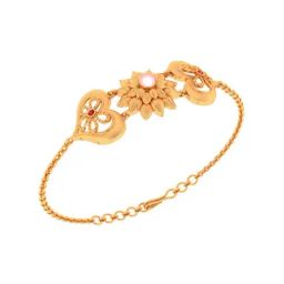 P.C. Chandra Jewellers 22k Yellow Gold Flowers Red Stone & Pink Pearl Bracelet for Women & Girls-13