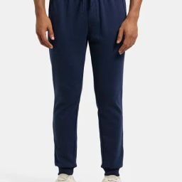 Jockey AM02 Men's Super Combed Cotton Rich Slim Fit Joggers with Zipper Pockets-image-3