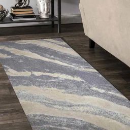 Obsessions Silver Grey Polypropylene & Polyester Shaggy Bedside Runner-25