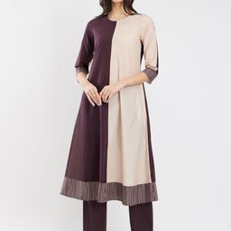 Pink Fort Women Floral Printed Angrakha Pure Cotton Kurta with Trousers-41