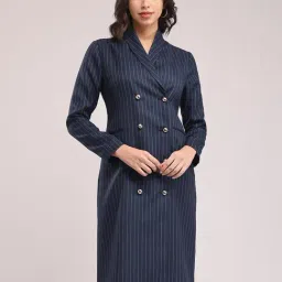 Fablestreet Navy & White Stripes A Line Dress-picture-26