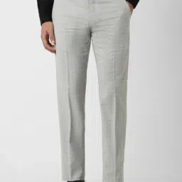 Van Heusen Grey Slim Fit Checks Trousers-picture-40