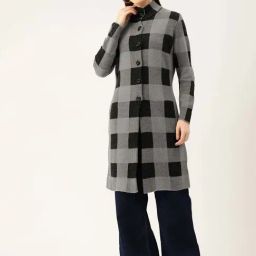 Apsley Grey & Black Chequered Coat-10
