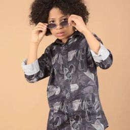 Crimsoune Club Boys Grey Cotton Floral Shirt-image-33