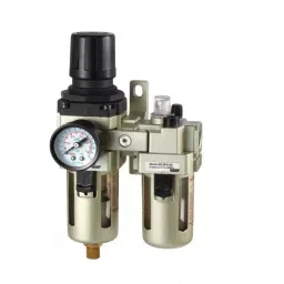 India Valve Pneumatic FRL Unit (Air Filter + Lubricator) With Pressure Gauge 2.54 cm (1 inch) Auto Drain Aluminum Pressure Die Cast, 10 Kg/cm2-picture-7