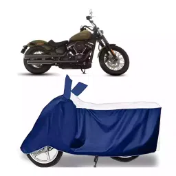 Auto Pearl Bike Cover for Harley Davidson Fat Boy (White & Blue)-picture-33