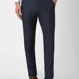 Van Heusen Navy Skinny Fit Texture Trousers-image-58