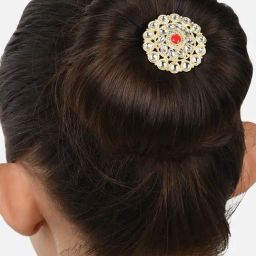 Zaveri Pearls Gold Tone Traditional Kundan Hair Bun Pin-ZPFK11599-image-91