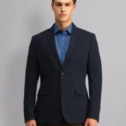 Arrow Blue Slim Fit Texture Blazer-image-84