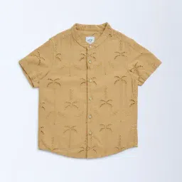 HOP Kids by Westside Mustard Tropical-Inspired Cotton Shirt-picture-4