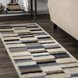 Obsessions Multicolor Polypropylene & Polyester Striped Shaggy Bedside Runner-10