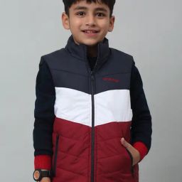 Cantabil Kids Maroon Color Block Jacket-image-36