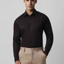 Van Heusen Black Cotton Slim Fit Printed Shirt-picture-47