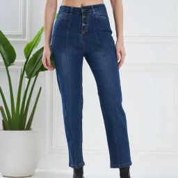 KASSUALLY Blue Relaxed Fit Mid Rise Jeans-image-48