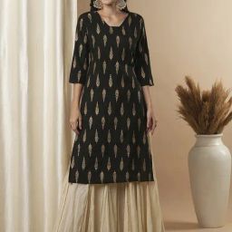 Fashor Black Regular Fit Printed Kurta-46