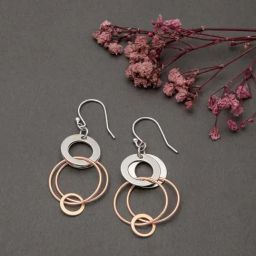 Silberry 925 Sterling Silver 18k Rose Gold Plated Two Tone Silver Eclipse Drop Earrings for Women-7