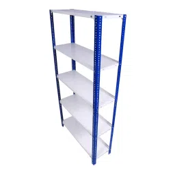 Menage 6x3x1 ft 5 Shelf Metal Black and Ivory Slotted Angle Rack-image-50