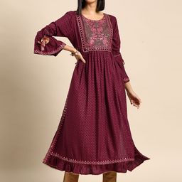 RANGMAYEE Women Floral Yoke Design Sequinned Kurta-picture-46