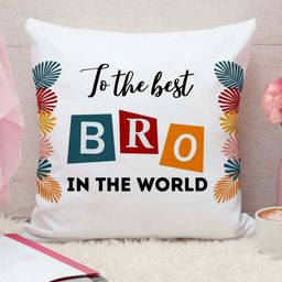 THE QUIRKY HOME White & Blue Printed Square-Shaped Rakshabandhan Gift Pre-Filled Cushion-image-74