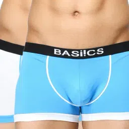 BASIICS by La Intimo Blue & White Printed Mid Rise Trunks (Pack of 2)-picture-24