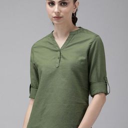 SHALIG Women Roll-Up Sleeves Cotton Top-image-25