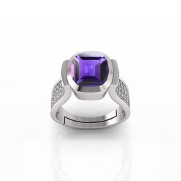 Todani Jems Unisex Amethyst Stone Silver-Plated Adjustable Ring-picture-29