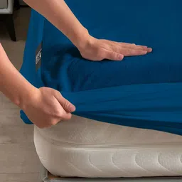 THE WOOD WHITE Blue Breathable Terry King Mattress Protector-23