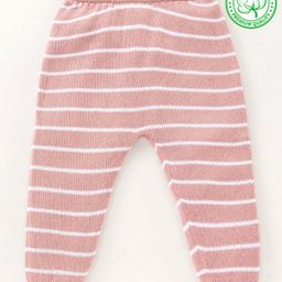 Babyhug 100% Organic Cotton Fleece Striped Lounge Pant - Pink-picture-14