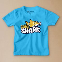 Be Awara Half Sleeves Baby Shark Printed Tee - Sky Blue-image-68