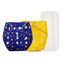 Deedry Cloth Reusable Diapers With Insert Pack of 2 - Yellow & Blue-25