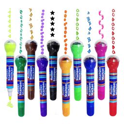 FunBlast 2 in 1 DIY Stamper and Coloring Marker Pen  10 Colors Multicolor-1