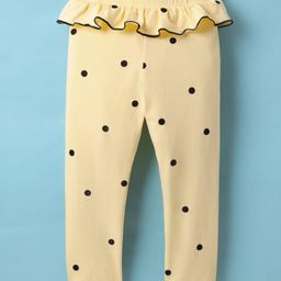 Kookie Kids Full Length Lounge Pants With Polka Dots Print - Yellow-image-93
