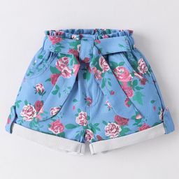 Kookie Kids Shorts Floral Print - Blue-image-62