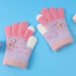 Babyhug  Woollen Gloves with Star Applique - Lavender-image-89