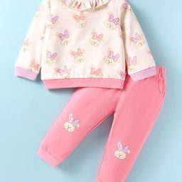 ToffyHouse Knit Full Sleeves Top & Legging Set With Animal Print - Dark Pink-image-65