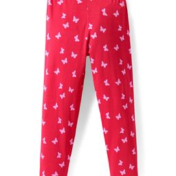 Pine Kids Cotton Lycra Knit Full Length Leggings with Butterfly Print - Red-image-24