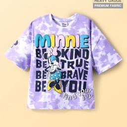 Pine Kids Disney Terry Knit Half Sleeves Oversized Drop Shoulder Tie And Dye T-Shirt With Minnie Mouse Graphics - Purple-image-36
