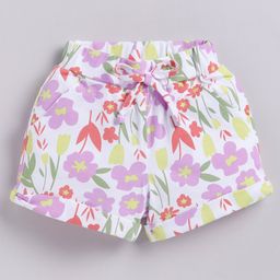 Biskid Sinker Floral Printed Shorts - White & Violet-picture-23