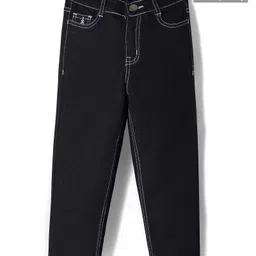 Pine Kids Denim Full Length Washed Jeans - Black-picture-5