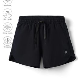 Pine Active Ultra Light Woven Above Knee Length Solid Color Performance Shorts - Black-image-81