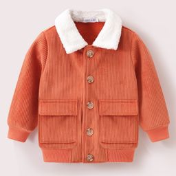 Mark & Mia Full Sleeves Solid Color Jacket with Patch Pocket - Orange-image-11