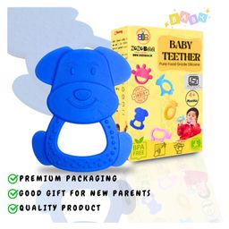 ZoZoBaa Cute Dog Shape Soft Silicone Teether for Baby Gums, Teething Toys for Babies, BPA Free, Pain-Relief, Non-Toxic, 100% Food Grade, Soothing & Smooth Edges Easy to Grasp Chewable- (Pack of 1)-23