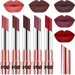 VOLO Set Of 5 Matte Lipsticks -Light Peach 32-Coffee 34-Chocolate 35-Plum 36-Tomato Red 40-image-82